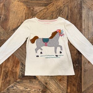 Mini Boden Cream Long Sleeve Shirt with Horse Graphic